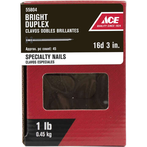 Ace 16D 3 in. Duplex Bright Steel Nail Double Head 1 lb