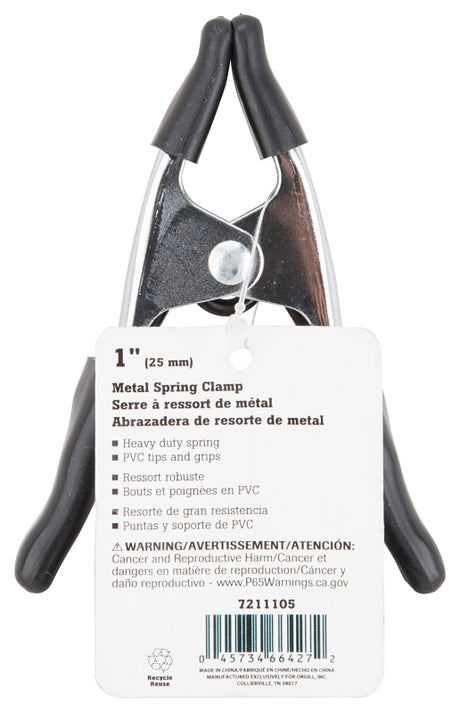 Vulcan JL27524 Spring Clamp, 1 in Clamping, Steel/PVC, Chrome, Silver