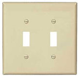 Eaton PJ2LA Switch Wallplate, 4.87 in L, 4.94 in W, 2-Gang, Polycarbonate, Light Almond, High-Gloss