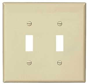 Eaton PJ2LA Switch Wallplate, 4.87 in L, 4.94 in W, 2-Gang, Polycarbonate, Light Almond, High-Gloss