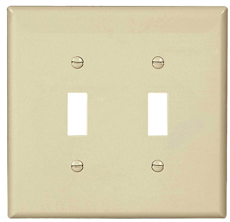 Eaton PJ2LA Switch Wallplate, 4.87 in L, 4.94 in W, 2-Gang, Polycarbonate, Light Almond, High-Gloss