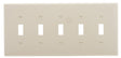 Eaton PJ5LA Switch Wallplate, 4.87 in L, 10.37 in W, 5-Gang, Polycarbonate, Light Almond, High-Gloss