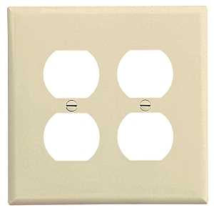 Eaton Wiring Devices PJ82LA Receptacle Wallplate, 4.88 in L, 3.13 in W, Mid, 2 -Gang, Polycarbonate, Light Almond