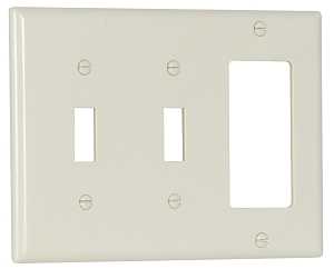 Eaton Wiring Devices 2173LA Combination Wallplate, 4-1/2 in L, 2-3/4 in W, Standard, 3 -Gang, Thermoset