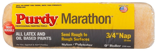 Purdy Marathon 144602094 Paint Roller Cover, 3/4 in Thick Nap, 9 in L, Nylon/Polyester Cover