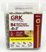 GRK Fasteners R4 01077 Framing and Decking Screw, #8 Thread, 2 in L, Star Drive, Steel, 850 PAIL