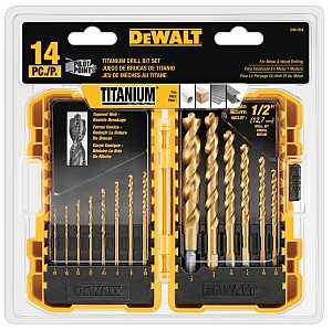 DEWALT DW1354 Drill Bit Set, 14-Piece, HSS, Titanium