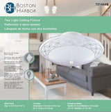 Boston Harbor F98WH02-1204H3L Two Light Ceiling Fixture, 120 V, 60 W, 2-Lamp, A19 or CFL Lamp, White Fixture