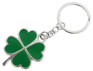 Hy-Ko KH439 Key Chain, 4 Leaf Clover, 5-3/4 in L x 2-1/4 in W x 1 in D Dimensions, Split Ring, 1-1/8 in Ring, Pack of 5