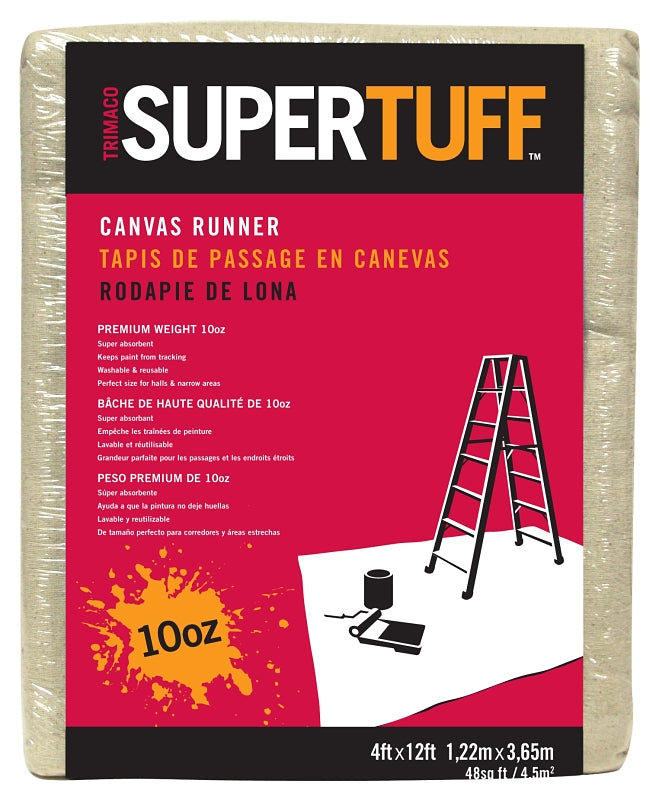 Trimaco SUPERTUFF 51127 Drop Cloth, 12 ft L, 4 ft W, Canvas