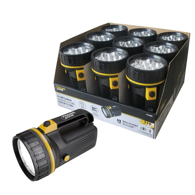 PowerZone LFL213-4D 13 LED Lantern, 6 V Battery, LED Lamp, Plastic, Pack of 9