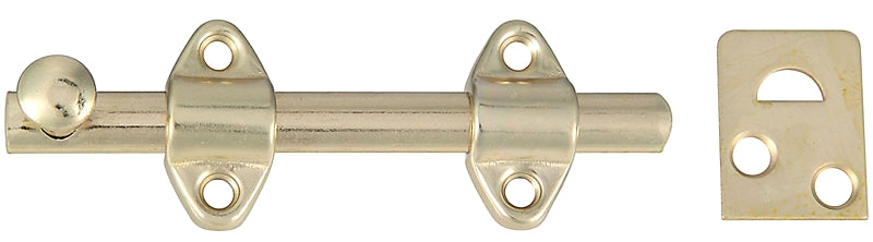 National Hardware N236-342 Surface Bolt, 7/16 in Bolt Head, Steel, Satin Brass