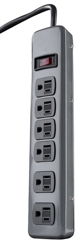 Woods 41386 Power Strip, 6 -Socket, 15 A, 120 VAC, Gray