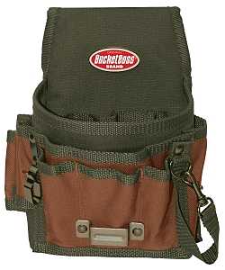 Bucket Boss 54140 Tool Pouch, 9-Pocket, Poly Ripstop Fabric, Brown/Green, 7-1/2 in W, 9 in H, 3 in D