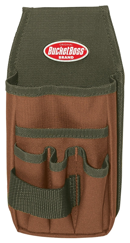 Bucket Boss 54170 Utility Pouch, 5-Pocket, Poly Ripstop Fabric, Brown/Green, 5 in W, 9 in H, 2 in D