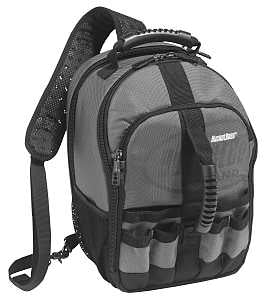 Bucket Boss Professional Series 65160 Sling Pack Tool Bag, 10-1/2 in W, 8 in D, 15 in H, 24-Pocket, Poly Fabric