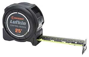 Crescent Lufkin L1205CB Tape Measure, 25 ft L Blade, 1-3/16 in W Blade, Steel Blade, Rubber Case