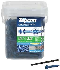 Tapcon 24520 Screw Anchor, Hex Drive, Steel, Climaseal