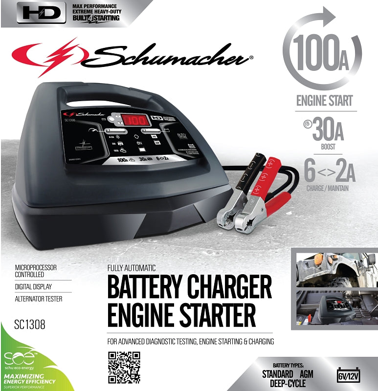 Schumacher SC1308 Battery Charger/Engine Starter, 6/12 V Output, AGM Battery