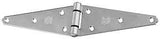 National Hardware N128-082 Heavy Strap Hinge, 11.47 in W Frame Leaf, 0.1 in Thick Leaf, Steel, Zinc, Tight Pin, 20 lb