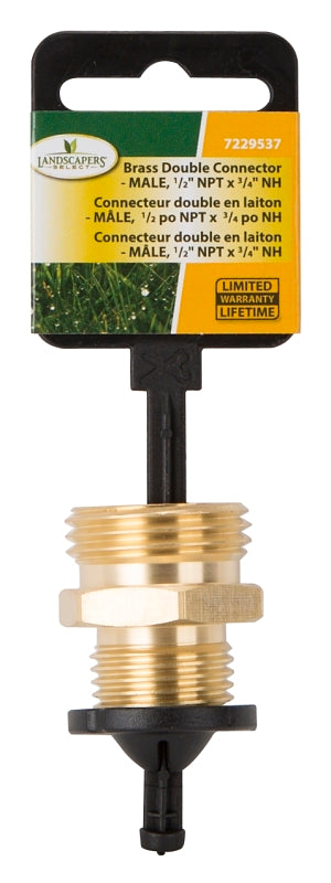 Landscapers Select GHADTRS-2 Hose Connector, 1/2 x 3/4 in, MNPT x MNH, Brass, Brass