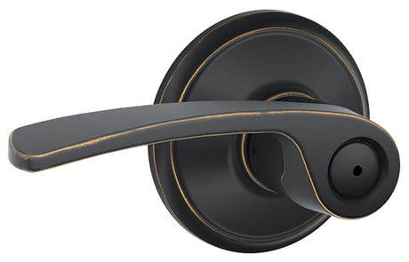 Schlage F Series F40VMER716 Privacy Lever, Mechanical Lock, Aged Bronze, Residential, 2 Grade, 7/8 in Housing Dia, Metal