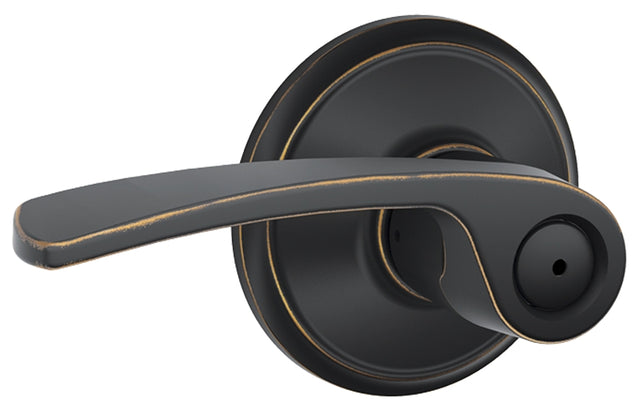 Schlage F Series F40VMER716 Privacy Lever, Mechanical Lock, Aged Bronze, Residential, 2 Grade, 7/8 in Housing Dia, Metal
