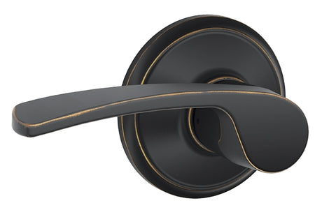 Schlage Merano Series F10VMER716 Passage Lever, Mechanical Lock, Aged Bronze, Metal, Residential, 2 Grade