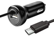 Zenith PM1001FCC Fixed Car Charger, 12 to 24 VDC Input, 5 V Output, 3 ft L Cord, Black