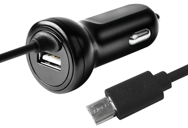 Zenith PM1001FCMC Fixed Car Charger, 12 to 24 VDC Input, 5 V Output, 3 ft L Cord