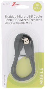 Zenith PM1003MCBB USB Cable, Black Sheath, Pack of 4