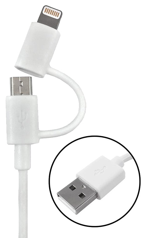 Zenith PM1002MU8ADP Charging Cable, White, 3 ft L