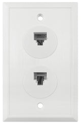 Amerelle VW6E6EW Dual Ethernet Wallplate, White, Flush Mounting, Pack of 4