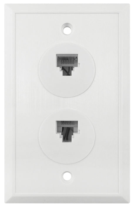 Amerelle VW6E6EW Dual Ethernet Wallplate, White, Flush Mounting, Pack of 4