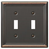 Amerelle Chelsea 149TTDB Wallplate, 4-7/8 in L, 4-15/16 in W, 2 -Gang, Steel, Aged Bronze, Pack of 3