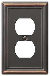 Amerelle Chelsea 149DDB Receptacle Wallplate, 2 -Gang, Steel, Bronze, Pack of 4