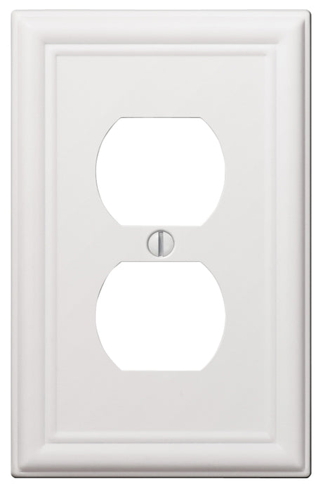 Amerelle 149DW Receptacle Wallplate, 5 in L, 2-7/8 in W, 1 -Gang, Steel, White, Screw Mounting, Pack of 4