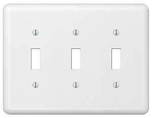 Amerelle Devon 935TTTW Wallplate, 5 in L, 6-9/16 in W, 3 -Gang, Steel, White, Pack of 3