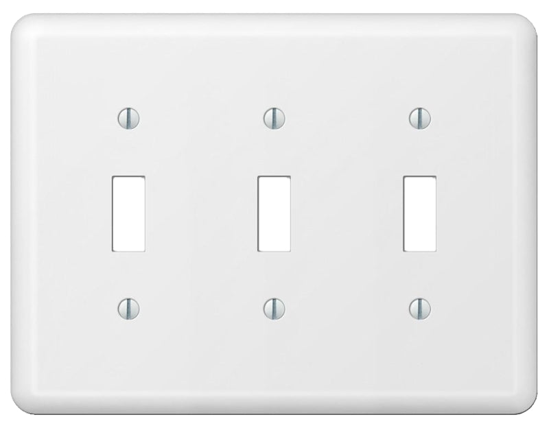 Amerelle Devon 935TTTW Wallplate, 5 in L, 6-9/16 in W, 3 -Gang, Steel, White, Pack of 3