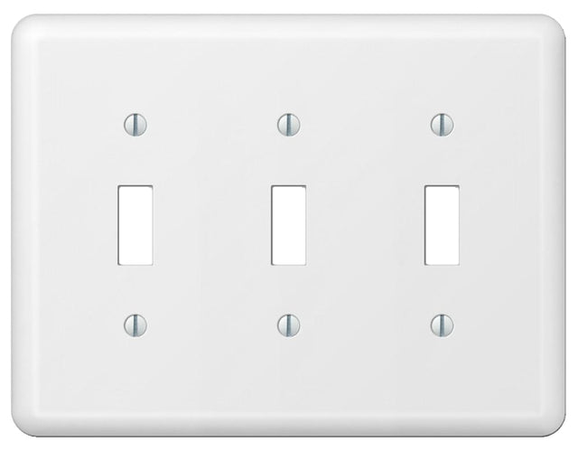 Amerelle Devon 935TTTW Wallplate, 5 in L, 6-9/16 in W, 3 -Gang, Steel, White, Pack of 3