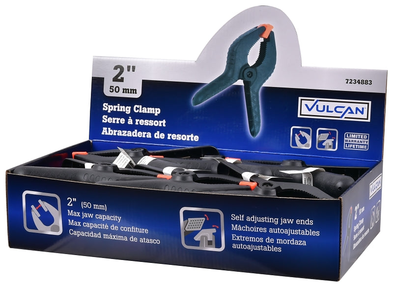 Vulcan JL27647 Spring Clamp, 2 in Clamping, Nylon, Black, Pack of 12