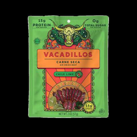 Vacadillos Carne Seca Chile Lime Beef Strips 2 oz Bagged, Pack of 8