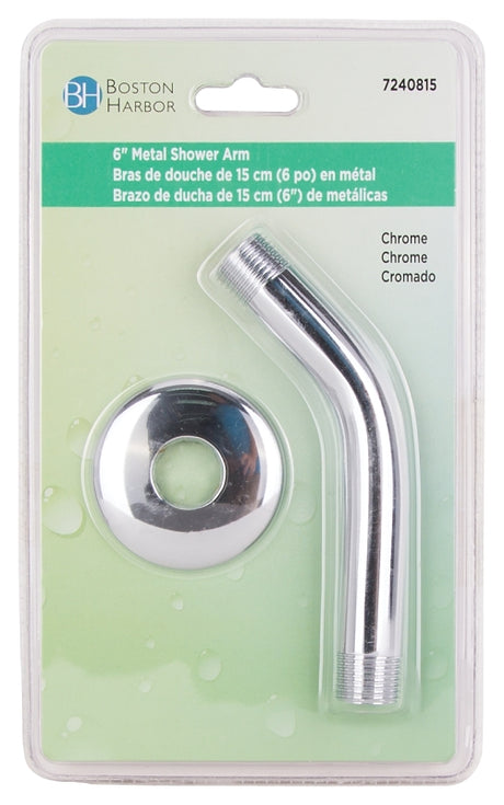 Boston Harbor A558215CP-OBF1 Shower Arm with Flange, 1/2-14 Connection, Threaded, 2.25 in L, Stainless Steel