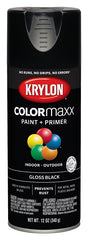 Krylon K05505007 Enamel Spray Paint, 12 oz Can, 25 sq-ft Coverage Area, Solvent Base, Gloss, Black
