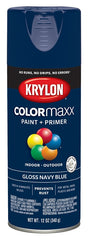 Krylon K05529007 Enamel Spray Paint, 12 oz Can, 25 sq-ft Coverage Area, Solvent Base, Gloss, Navy Blue