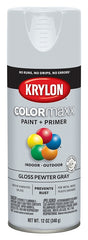 Krylon K05531007 Enamel Spray Paint, 12 oz Can, 25 sq-ft Coverage Area, Solvent Base, Gloss, Pewter Gray