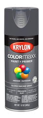 Krylon K05539007 Enamel Spray Paint, 12 oz Can, 25 sq-ft Coverage Area, Solvent Base, Gloss, Smoke Gray