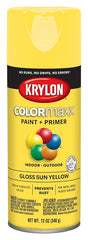 Krylon K05541007 Enamel Spray Paint, 12 oz Can, 25 sq-ft Coverage Area, Solvent Base, Gloss, Sun Yellow