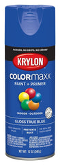 Krylon K05543007 Enamel Spray Paint, 12 oz Can, 25 sq-ft Coverage Area, Solvent Base, Gloss, True Blue
