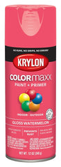 Krylon K05544007 Enamel Spray Paint, 12 oz Can, 25 sq-ft Coverage Area, Solvent Base, Gloss, Watermelon
